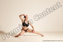 Underwear Martial art Woman White Moving poses Average long colored Dynamic poses Academic