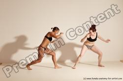 Underwear Martial art Woman - Woman White Moving poses Athletic medium brown Dynamic poses Academic