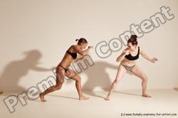 Underwear Martial art Woman - Woman White Moving poses Athletic medium brown Dynamic poses Academic