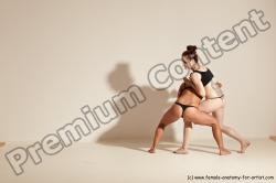 Underwear Martial art Woman - Woman White Moving poses Athletic medium brown Dynamic poses Academic