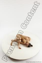 Nude Woman White Laying poses - ALL Slim Laying poses - on back long brown Multi angle poses Pinup