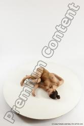 Nude Woman White Laying poses - ALL Slim Laying poses - on back long brown Multi angle poses Pinup