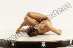 Nude Woman White Laying poses - ALL Slim Laying poses - on back long brown Multi angle poses Pinup