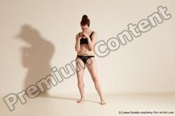 Underwear Martial art Woman White Moving poses Average long brown Dynamic poses Academic