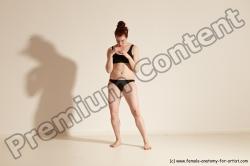 Underwear Martial art Woman White Moving poses Average long brown Dynamic poses Academic