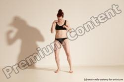 Underwear Martial art Woman White Moving poses Average long brown Dynamic poses Academic