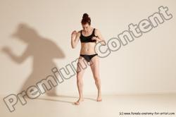 Underwear Martial art Woman White Moving poses Average long brown Dynamic poses Academic