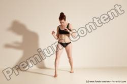 Underwear Martial art Woman White Moving poses Average long brown Dynamic poses Academic