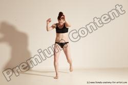 Underwear Martial art Woman White Moving poses Average long brown Dynamic poses Academic