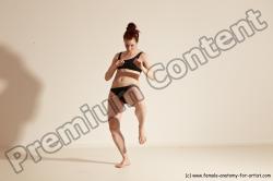 Underwear Martial art Woman White Moving poses Average long brown Dynamic poses Academic