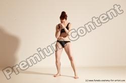 Underwear Martial art Woman White Moving poses Average long brown Dynamic poses Academic