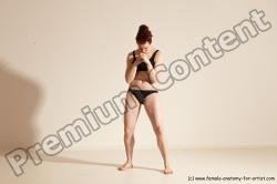 Underwear Martial art Woman White Moving poses Average long brown Dynamic poses Academic