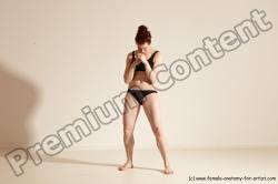 Underwear Martial art Woman White Moving poses Average long brown Dynamic poses Academic