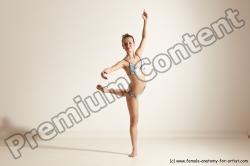 Swimsuit Gymnastic poses Woman White Moving poses Slim long brown Dynamic poses Academic