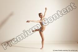 Swimsuit Gymnastic poses Woman White Moving poses Slim long brown Dynamic poses Academic