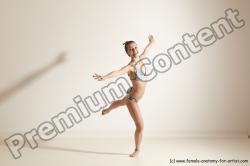 Swimsuit Gymnastic poses Woman White Moving poses Slim long brown Dynamic poses Academic