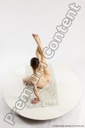 Nude Gymnastic poses Woman White Slim long brown Multi angle poses Pinup