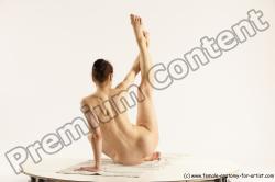 Nude Gymnastic poses Woman White Slim long brown Multi angle poses Pinup