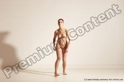 Nude Woman White Slim long brown Dancing Dynamic poses Pinup