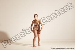 Nude Woman White Slim long brown Dancing Dynamic poses Pinup