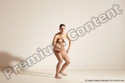 Nude Woman White Slim long brown Dancing Dynamic poses Pinup