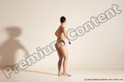 Nude Woman White Slim long brown Dancing Dynamic poses Pinup