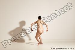 Nude Woman White Slim long brown Dancing Dynamic poses Pinup