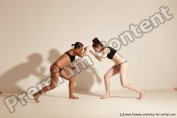 Underwear Martial art Woman - Woman White Moving poses Athletic medium brown Dynamic poses Academic