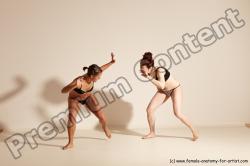 Underwear Martial art Woman - Woman White Moving poses Athletic medium brown Dynamic poses Academic