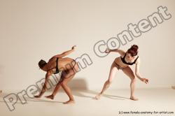 Underwear Martial art Woman - Woman White Moving poses Athletic medium brown Dynamic poses Academic