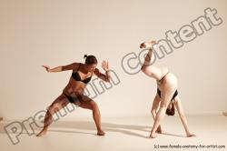 Underwear Martial art Woman - Woman White Moving poses Athletic medium brown Dynamic poses Academic