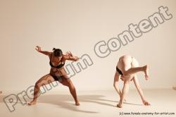 Underwear Martial art Woman - Woman White Moving poses Athletic medium brown Dynamic poses Academic