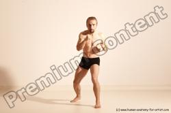 Underwear Martial art White Moving poses Slim short blond Dynamic poses