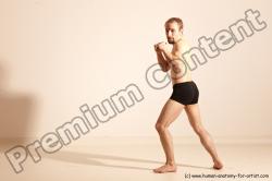 Underwear Martial art White Moving poses Slim short blond Dynamic poses