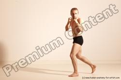 Underwear Martial art White Moving poses Slim short blond Dynamic poses