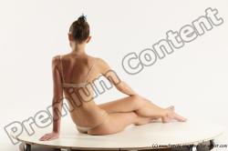 Underwear Woman White Sitting poses - ALL Athletic long brown Sitting poses - simple Multi angle poses Academic