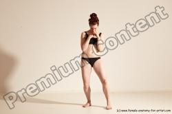 Underwear Martial art Woman White Moving poses Slim medium brown Dynamic poses Academic