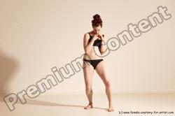 Underwear Martial art Woman White Moving poses Slim medium brown Dynamic poses Academic