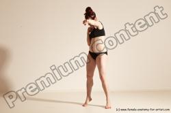 Underwear Martial art Woman White Moving poses Slim medium brown Dynamic poses Academic