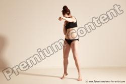 Underwear Martial art Woman White Moving poses Slim medium brown Dynamic poses Academic