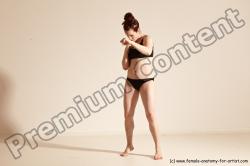 Underwear Martial art Woman White Moving poses Slim medium brown Dynamic poses Academic