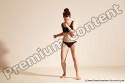 Underwear Martial art Woman White Moving poses Slim medium brown Dynamic poses Academic