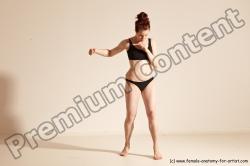 Underwear Martial art Woman White Moving poses Slim medium brown Dynamic poses Academic