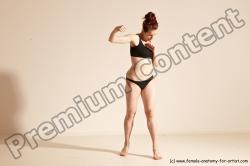 Underwear Martial art Woman White Moving poses Slim medium brown Dynamic poses Academic