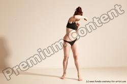 Underwear Martial art Woman White Moving poses Slim medium brown Dynamic poses Academic