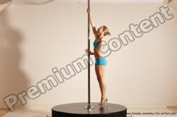 Underwear Gymnastic poses Woman White Moving poses Slim long blond Dynamic poses Academic