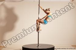 Underwear Gymnastic poses Woman White Moving poses Slim long blond Dynamic poses Academic