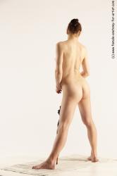 Nude Woman White Standing poses - ALL Slim long brown Standing poses - simple Multi angle poses Pinup