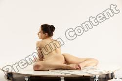 Nude Gymnastic poses Woman White Slim long brown Multi angle poses Pinup