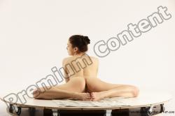 Nude Gymnastic poses Woman White Slim long brown Multi angle poses Pinup